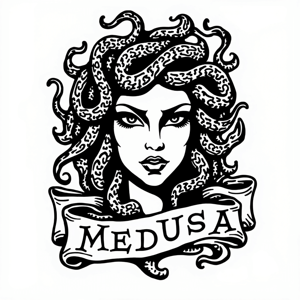 Classic Medusa Tattoo- By POKeINK AI Tattoo Generator