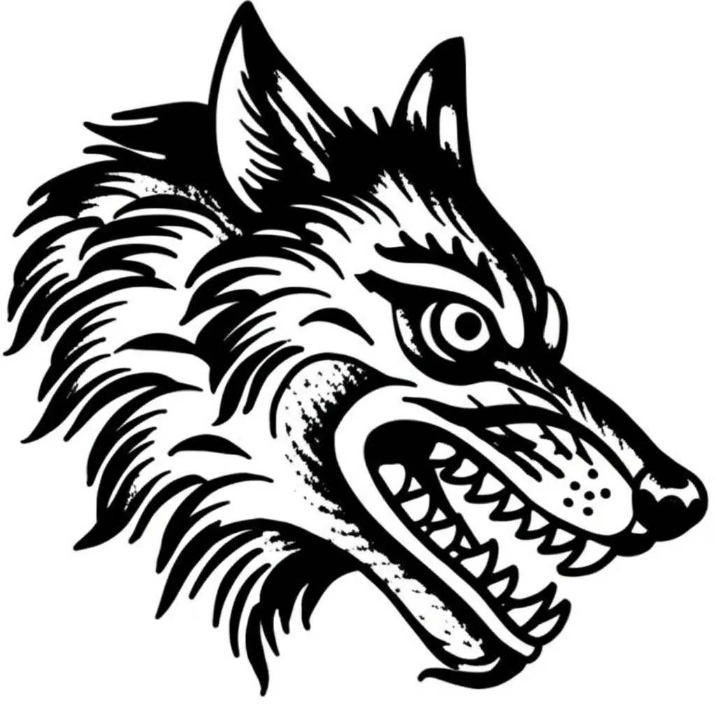 American Traditional Iron Wolf Tattoo Design