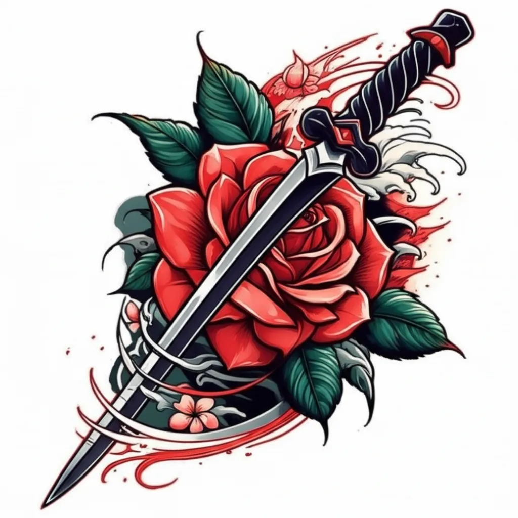 Japanese Rose and Dagger Tattoo: Meaning, Design & Inspiration Japanese Rose and Dagger Tattoo: Meaning, Design & Inspiration