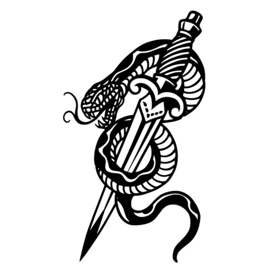 Snake and Dagger Graffiti Tattoo Design Snake and Dagger Graffiti Tattoo Design