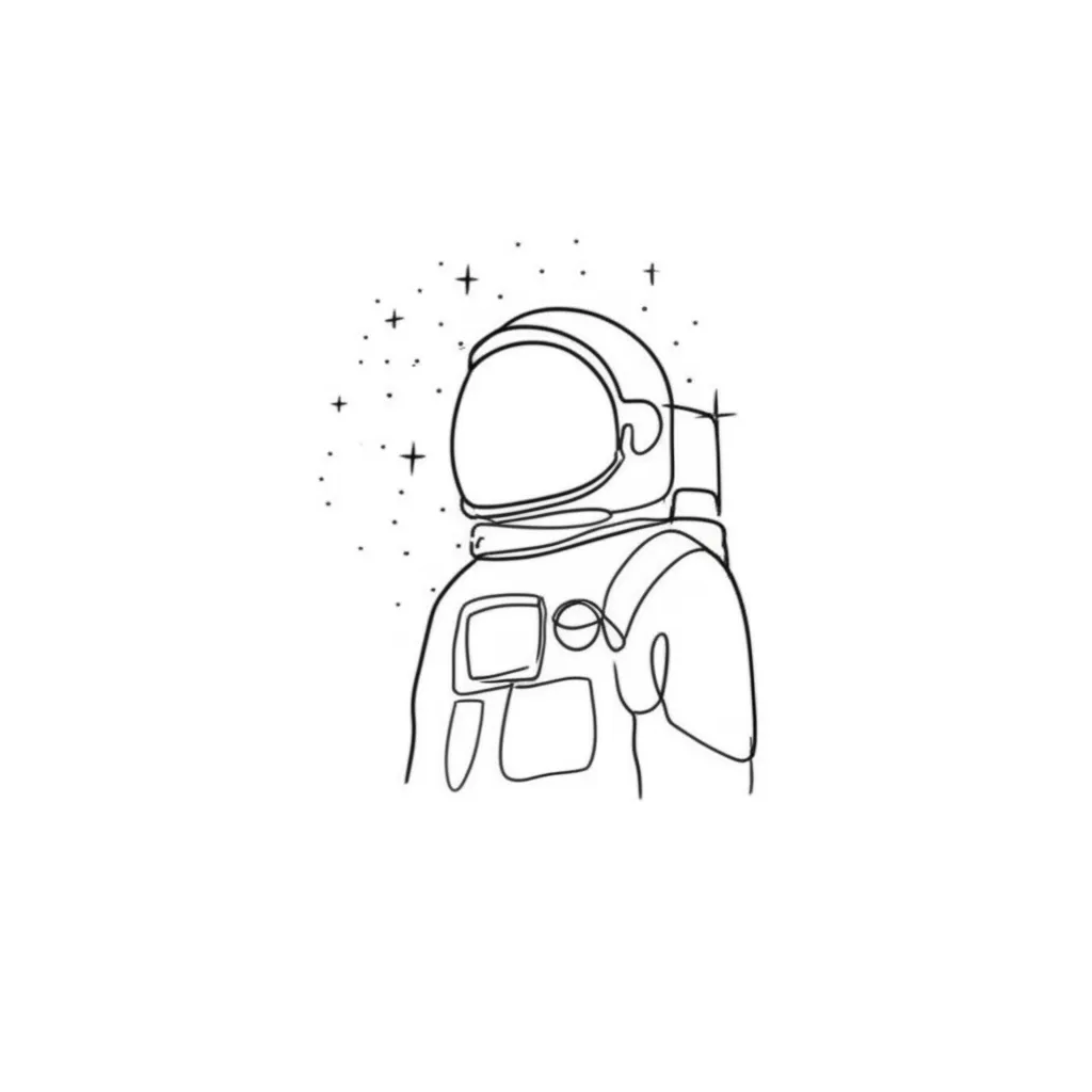 Fine Line Astronaut Tattoo Design