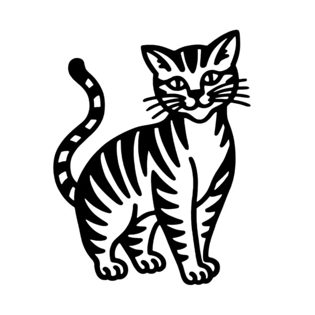 Old School Cat Tattoo on Leg - Design & Meaning Old School Cat Tattoo on Leg - Design & Meaning