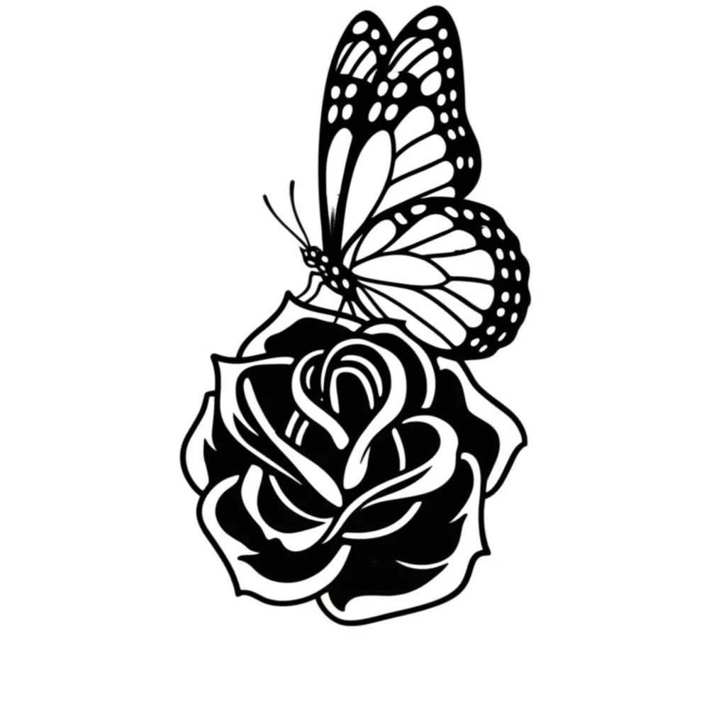 Old School Butterfly and Rose Tattoo Design Old School Butterfly and Rose Tattoo Design