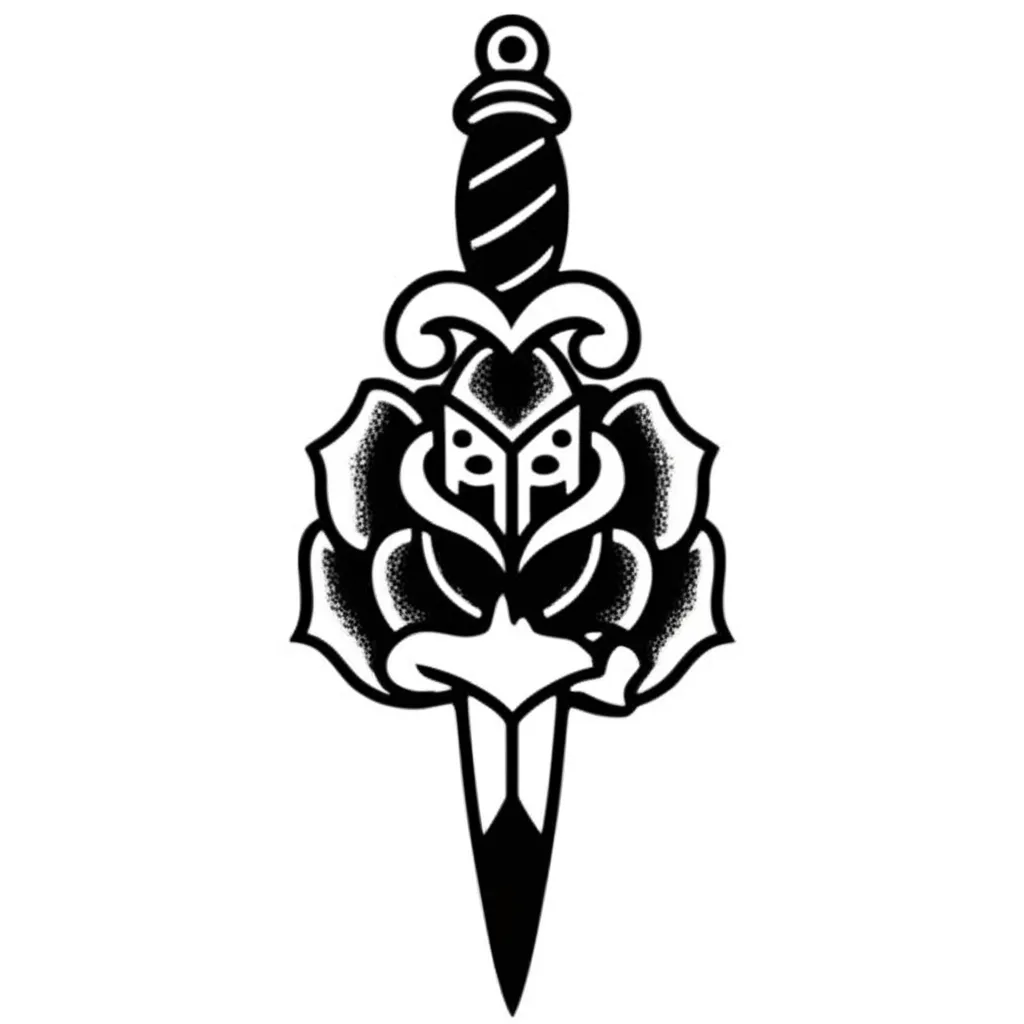 American Traditional Rose and Dagger Tattoo Design American Traditional Rose and Dagger Tattoo Design