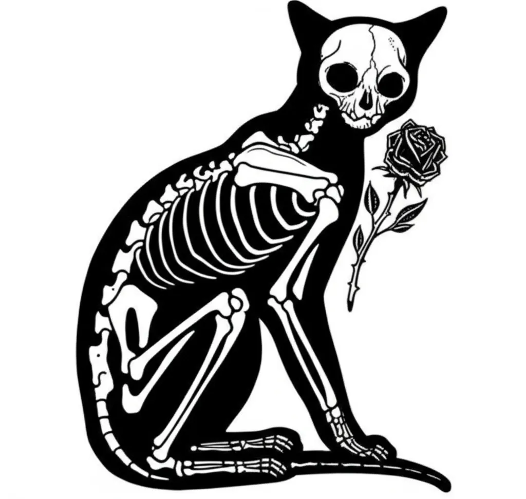 X-Ray Cat with Rose Tattoo Idea X-Ray Cat with Rose Tattoo Idea
