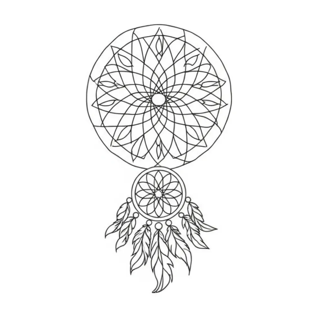 Minimalist Mandala Dream Catcher Tattoo Design