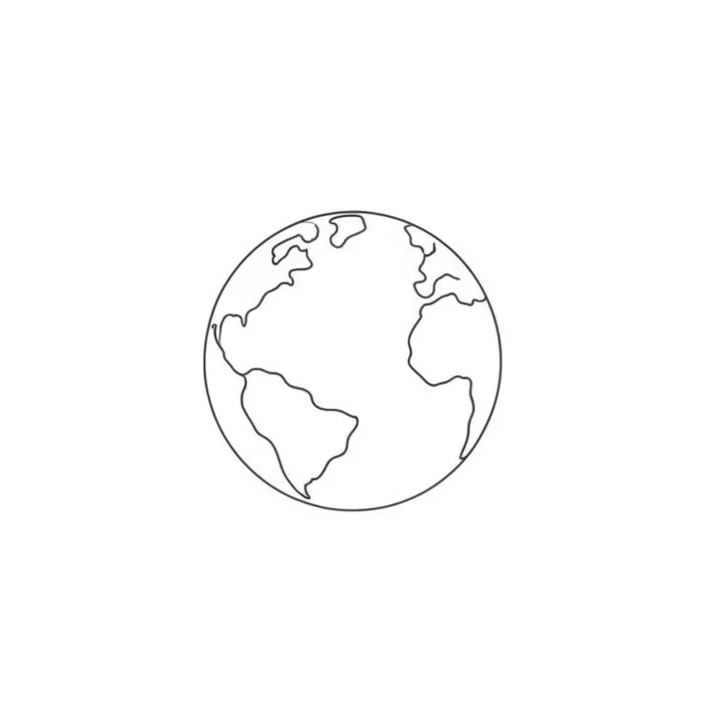 Minimalist World Tattoo: Simple Earth Outline Design