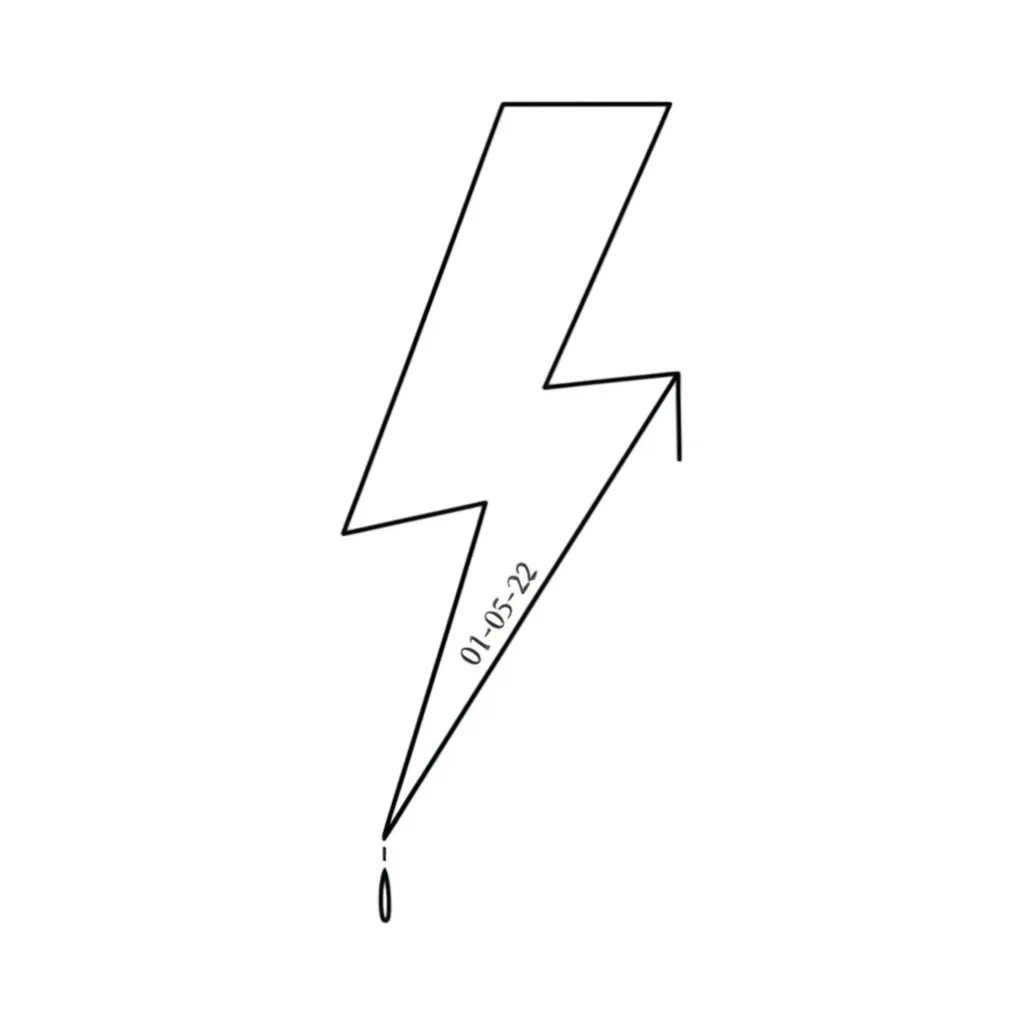 Minimalist Lightning Bolt Tattoo with Date: 01-05-22 Minimalist Lightning Bolt Tattoo with Date: 01-05-22