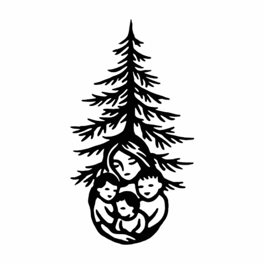 Juniper Tree Mother and Children American Traditional Tattoo Juniper Tree Mother and Children American Traditional Tattoo