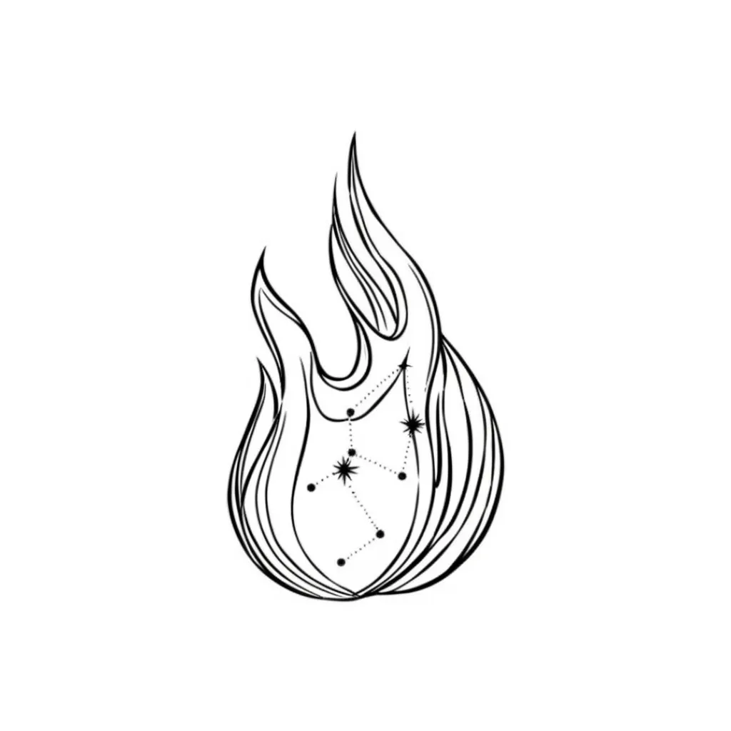 Minimalist Fire and Stars Tattoo Design Minimalist Fire and Stars Tattoo Design