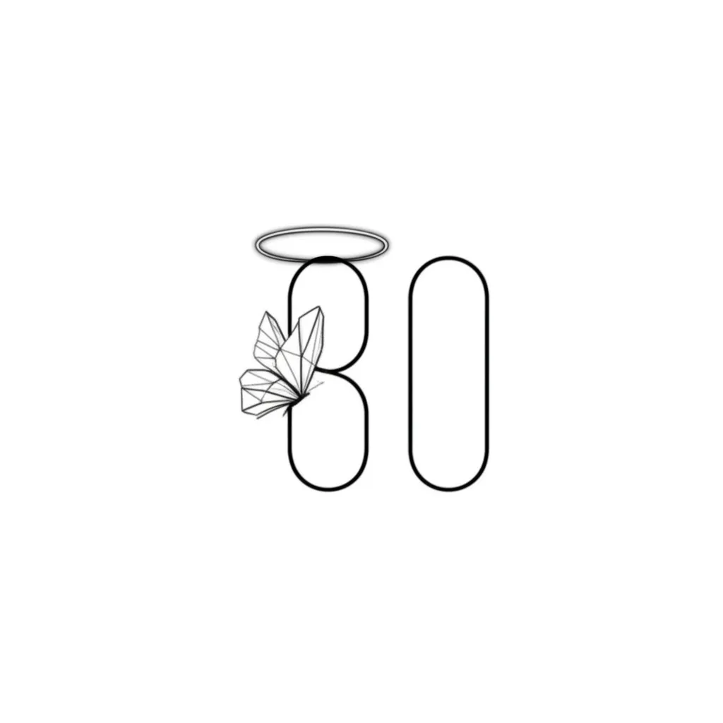 Longlive80 Minimalist Tattoo with Butterfly and Halo