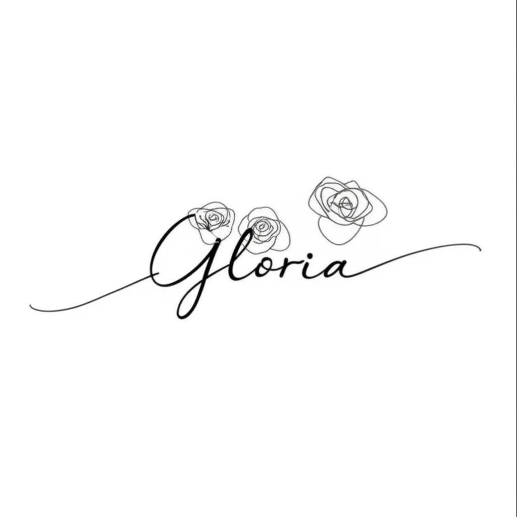 Gloria Name Tattoo with Minimalist Rose Design Gloria Name Tattoo with Minimalist Rose Design