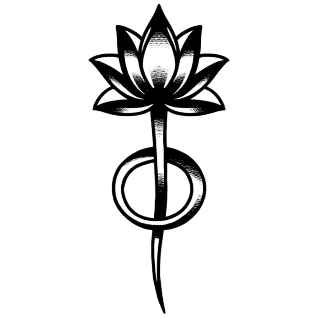 American Traditional Unalome Lotus Tattoo Design American Traditional Unalome Lotus Tattoo Design
