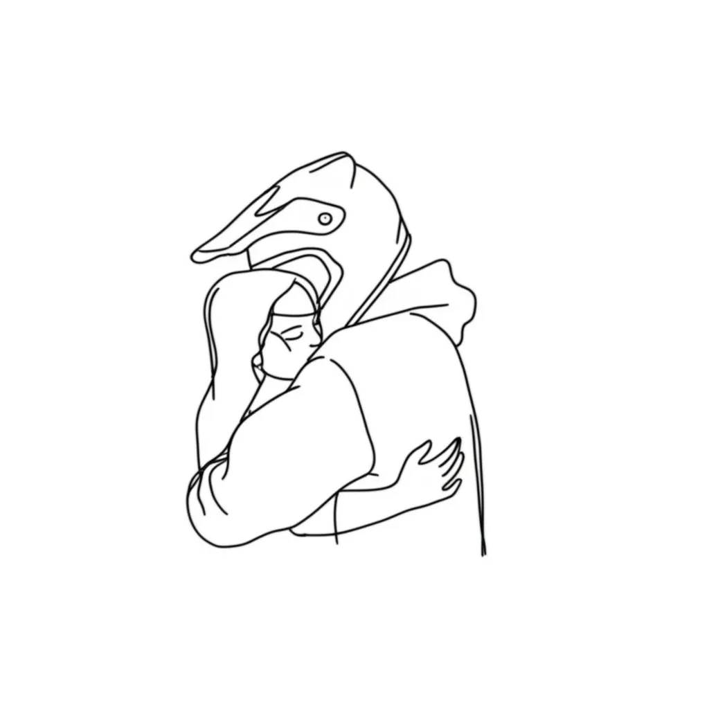 Minimalist Couple Tattoo: Dirt Bike Helmet and Hoodie Minimalist Couple Tattoo: Dirt Bike Helmet and Hoodie