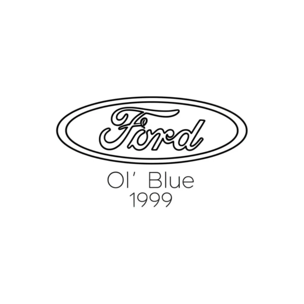 Minimalist Ford Logo Tattoo for Women - Ol' Blue 1999
