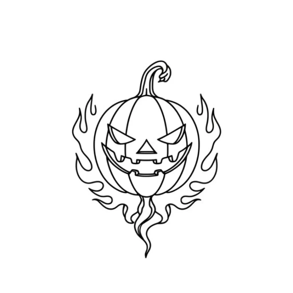 Minimalist Devil's Night Pumpkin Tattoo Design