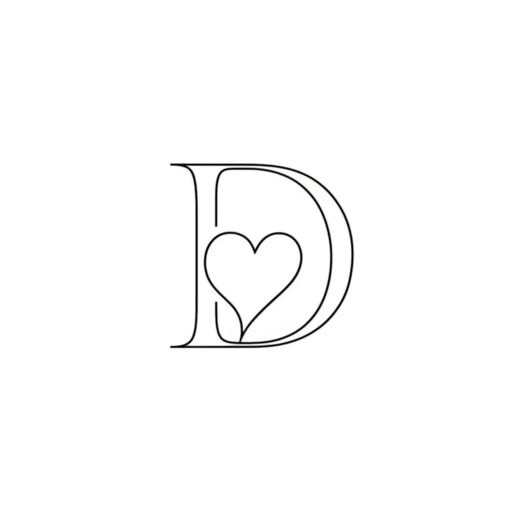 Minimalist Letter D with Heart Tattoo Design Minimalist Letter D with Heart Tattoo Design