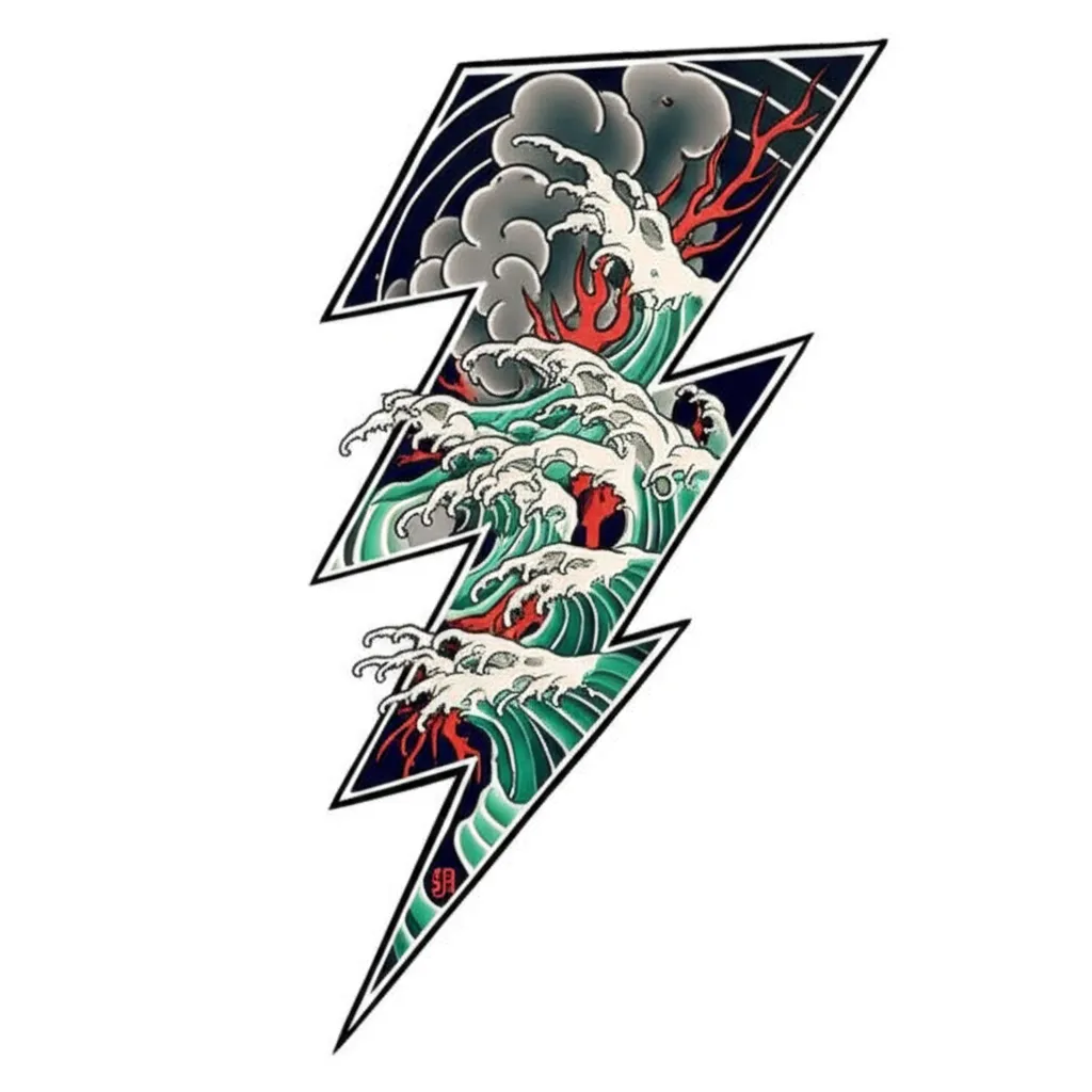 Japanese Lightning Bolt Tattoo with Date - Meaning & Inspiration Japanese Lightning Bolt Tattoo with Date - Meaning & Inspiration