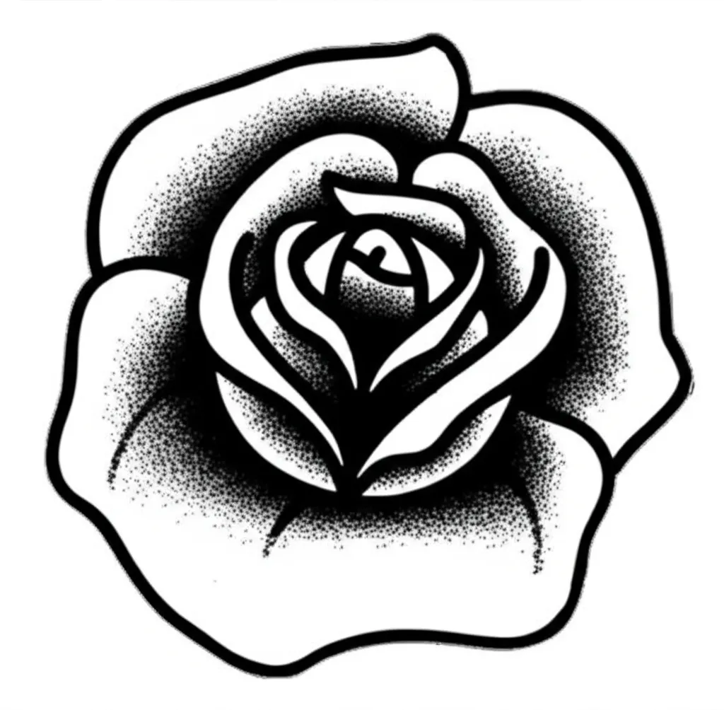 American Traditional Rose Tattoo Design