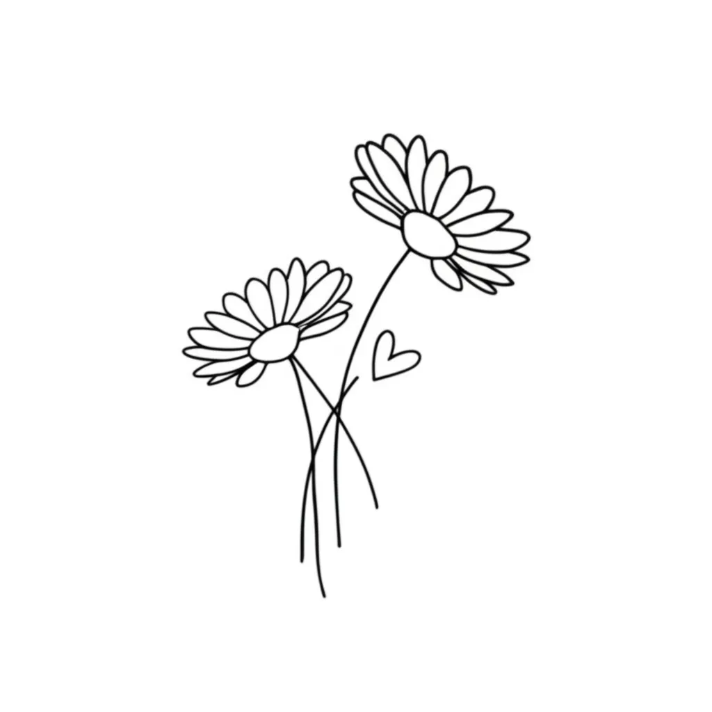 Minimalist Daisy Tattoo with Heart: Meaning & Inspiration Minimalist Daisy Tattoo with Heart: Meaning & Inspiration