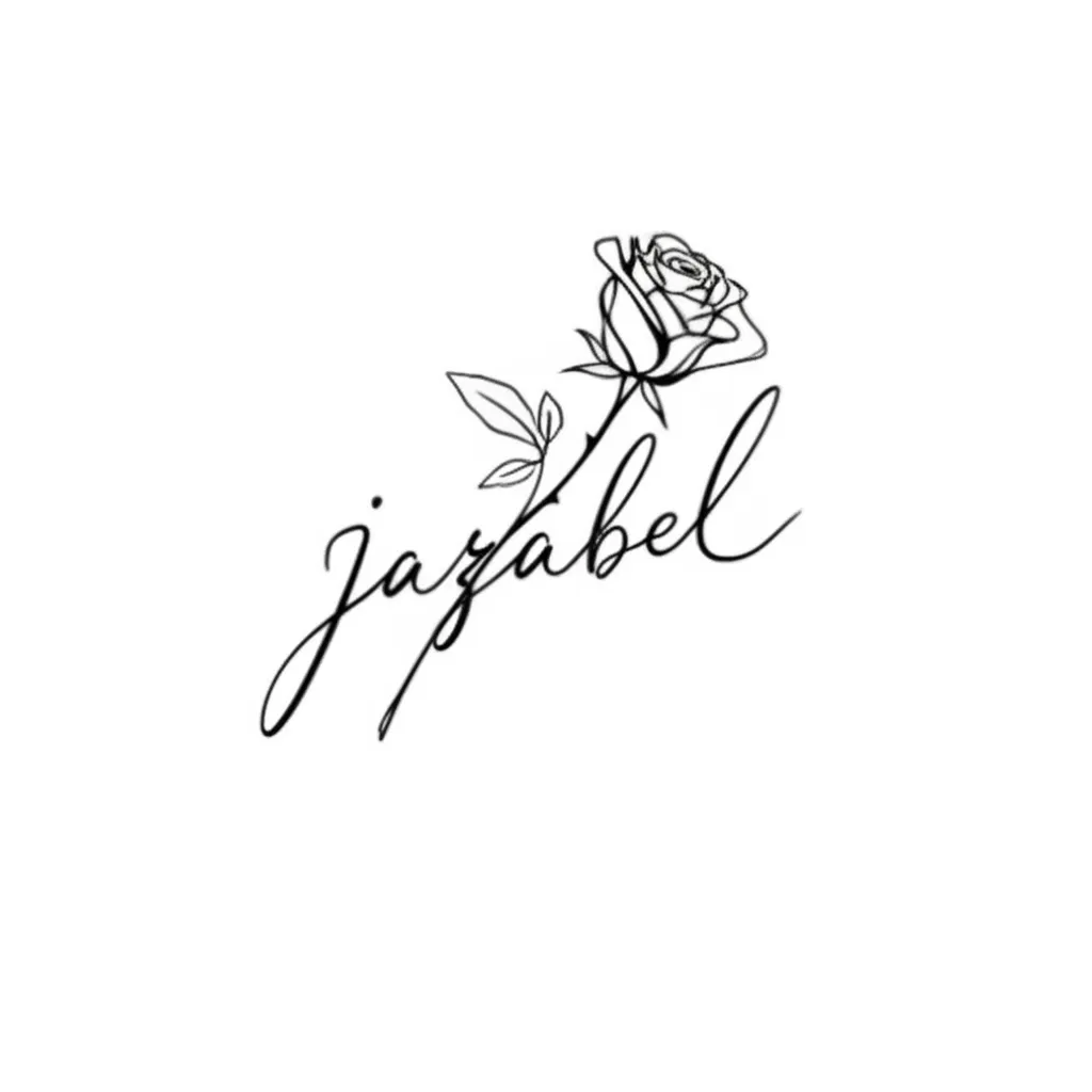 Jazabel Name Tattoo with Rose - Minimalist Design Jazabel Name Tattoo with Rose - Minimalist Design