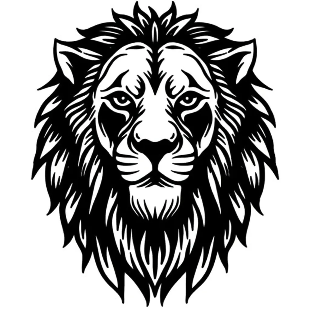 American Traditional Lion Head Tattoo Design