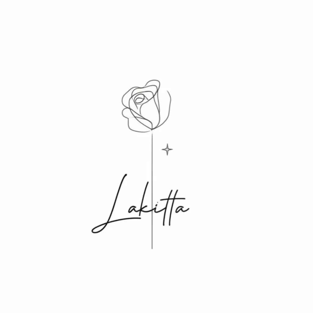 Lakitta Name Tattoo with Rose and God - Minimalist Design Lakitta Name Tattoo with Rose and God - Minimalist Design