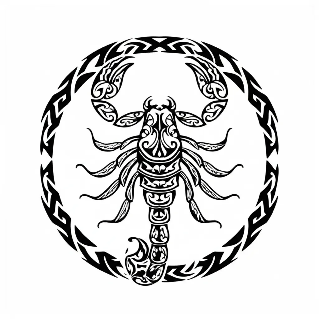 Minimalist Scorpion Tattoo with Hawaiian Tribal Design
