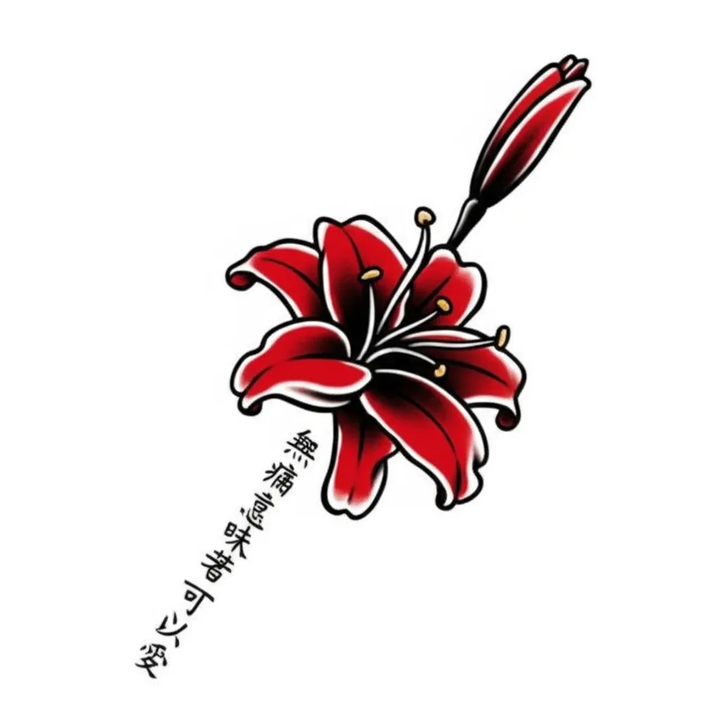 Red Spider Lily American Traditional Rib Tattoo: Eternal Love & Struggle Red Spider Lily American Traditional Rib Tattoo: Eternal Love & Struggle