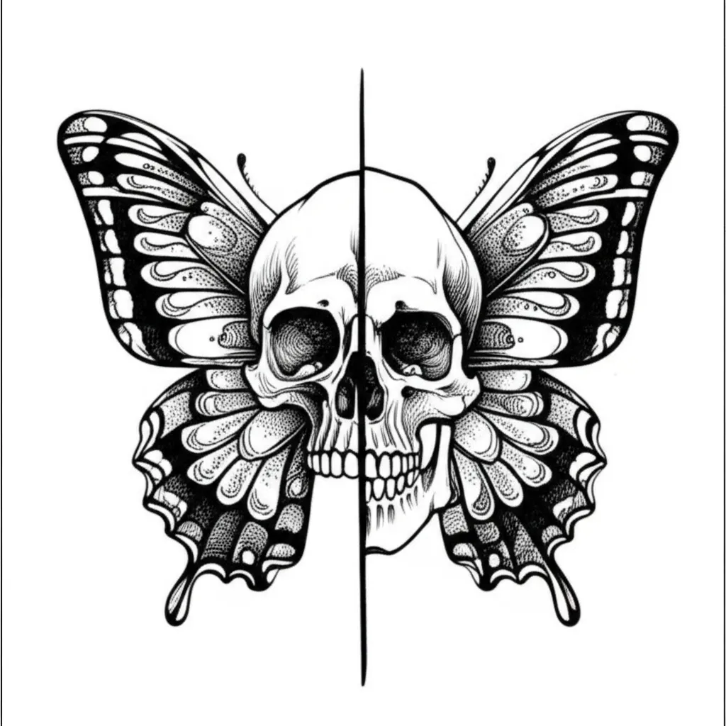 Gothic Butterfly Skull Tattoo Design - Meaning & Ideas
