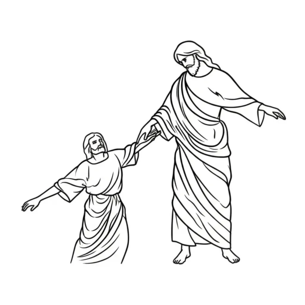 Minimalist Jesus and Peter Walking on Water Tattoo Design Minimalist Jesus and Peter Walking on Water Tattoo Design