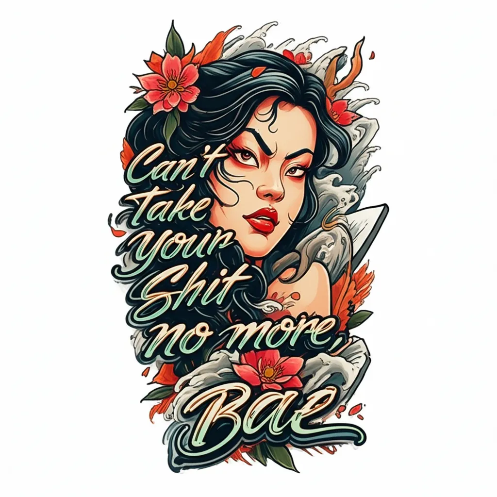 Can't Take Your Shit No More Japanese Tattoo Design