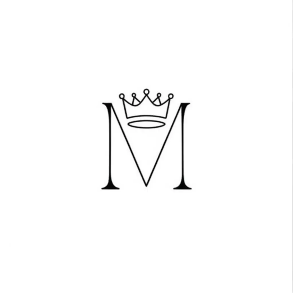 Minimalist M with Crown Tattoo Design Minimalist M with Crown Tattoo Design