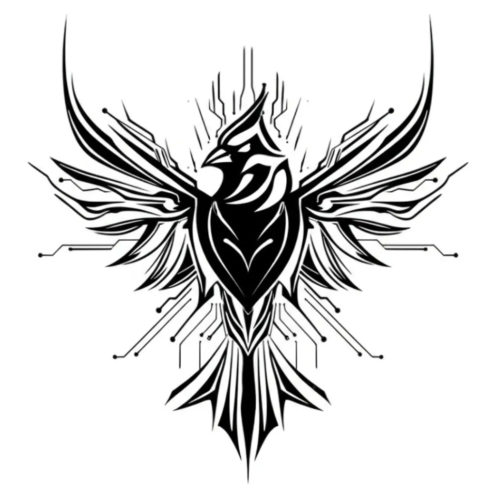 Edgy Cyber Sigilism Cardinal Tattoo Design for Men