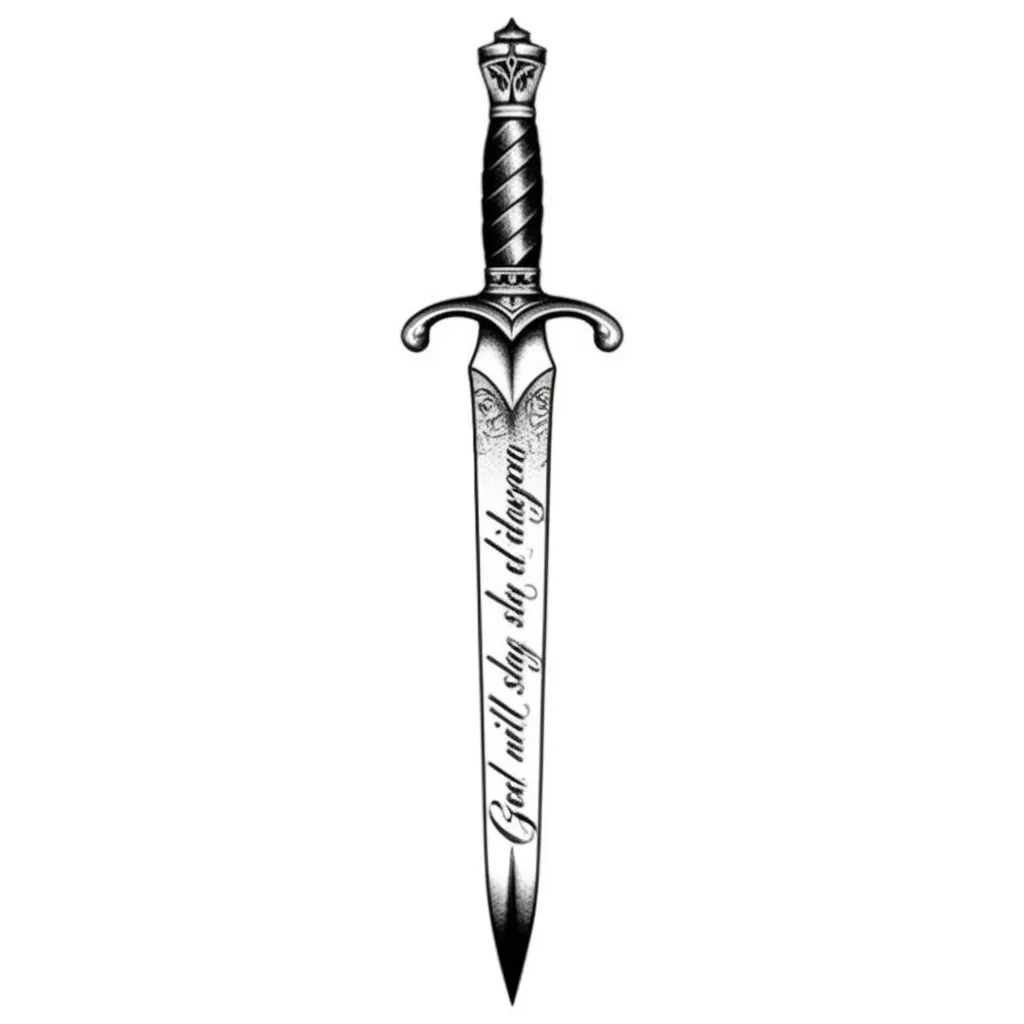 Gothic Dagger Tattoo: God Will Slay My Dragon Gothic Dagger Tattoo: God Will Slay My Dragon