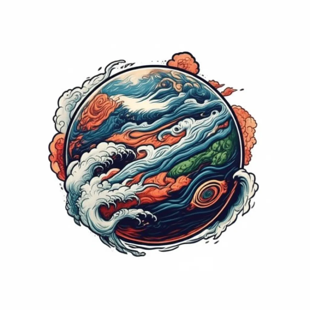 Japanese Traditional Planet Tattoo Design