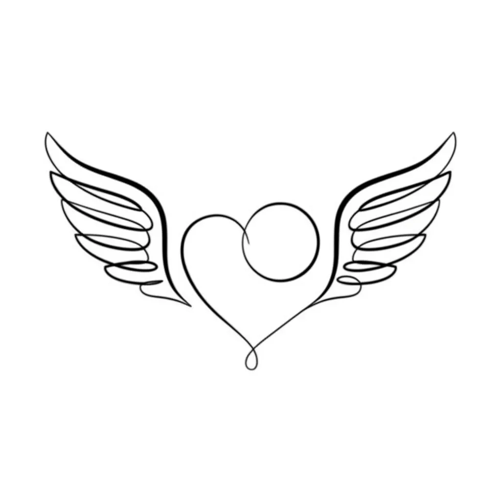 Minimalist Winged Heart Tattoo Design
