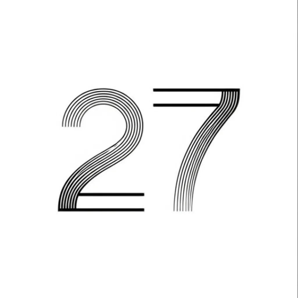 Minimalist Number 27 Tattoo Design