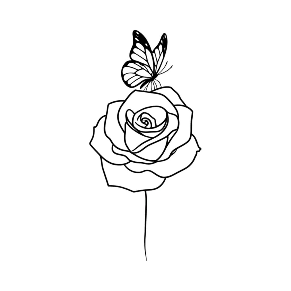 Minimalist Rose and Butterfly Tattoo Design Minimalist Rose and Butterfly Tattoo Design