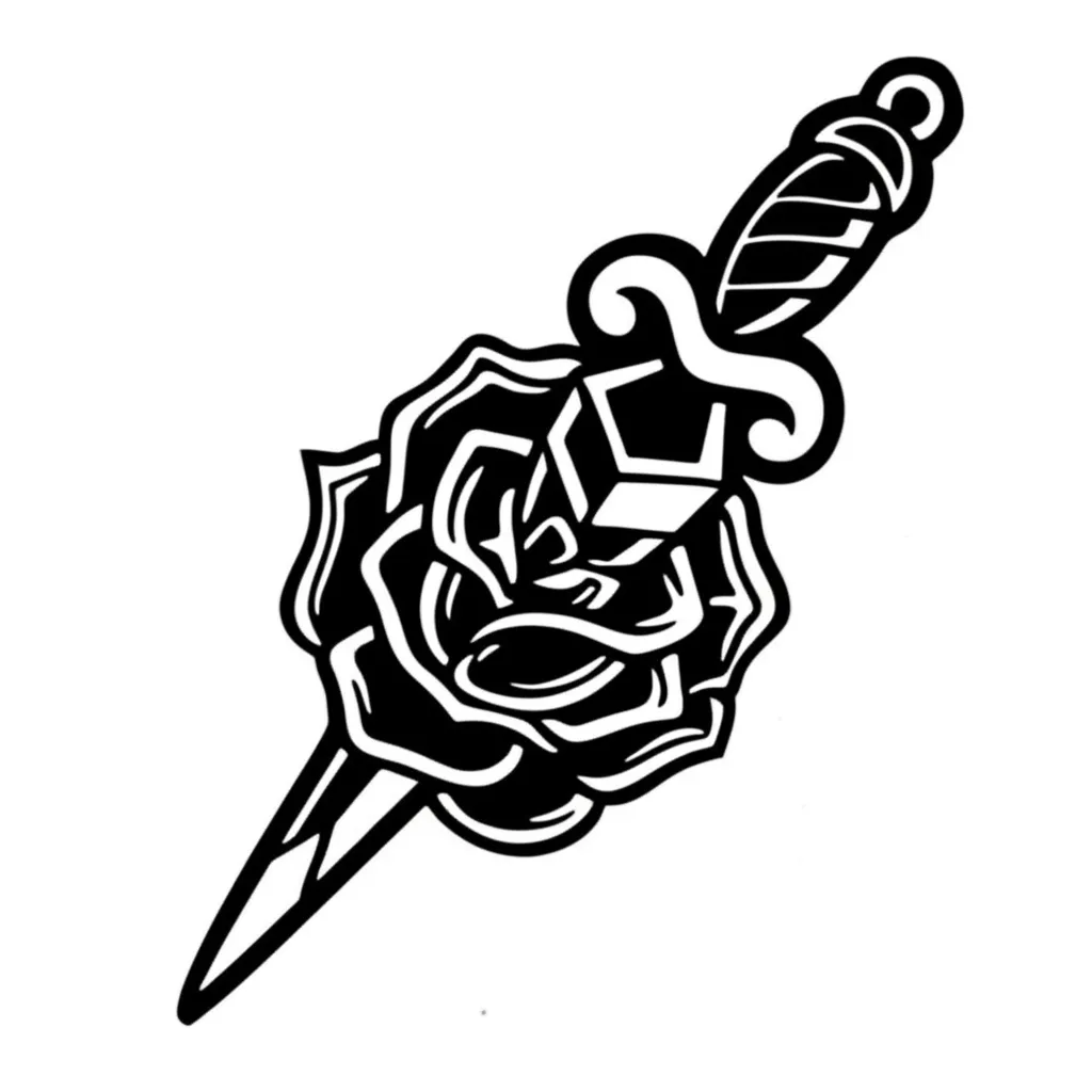 American Traditional Rose and Dagger Tattoo Design American Traditional Rose and Dagger Tattoo Design