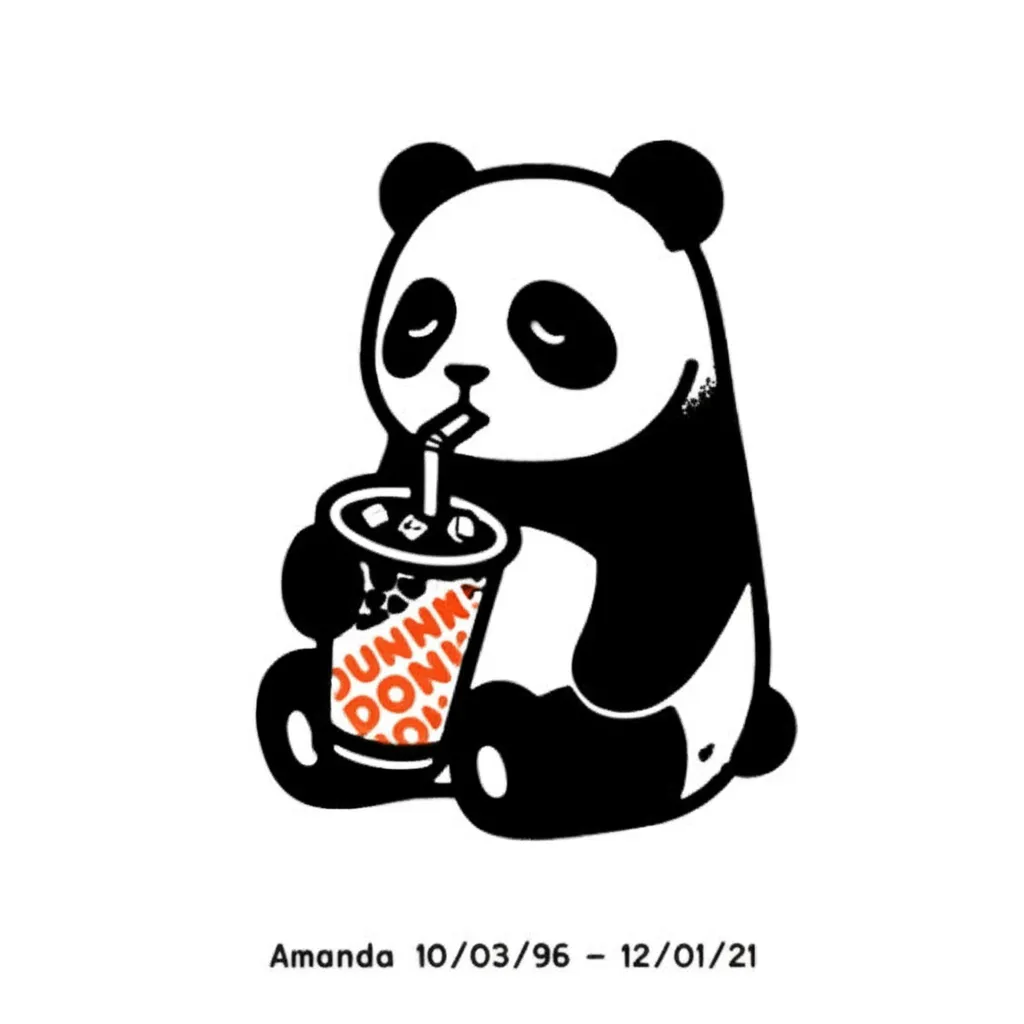 Cartoon Panda Dunkin' Donuts Memorial Tattoo - American Traditional Style Cartoon Panda Dunkin' Donuts Memorial Tattoo - American Traditional Style