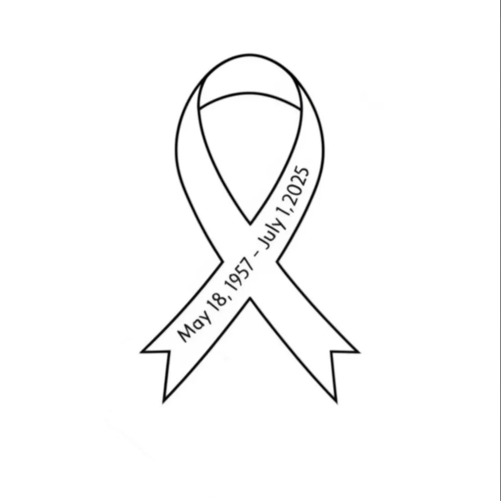 Minimalist Thyroid Cancer Ribbon Tattoo with Initials and Dates
