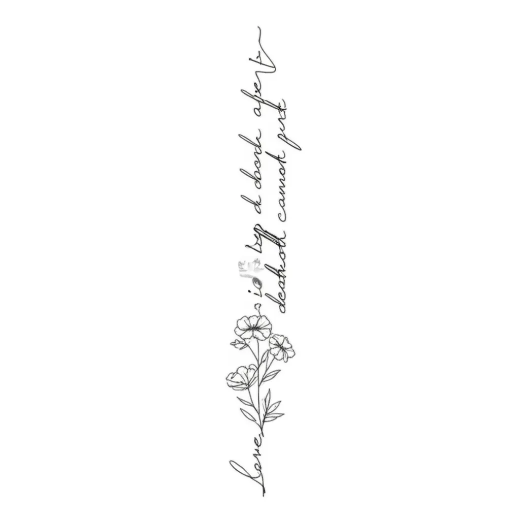 Love is a Bond Death Cannot Part Spine Tattoo - Minimalist Floral Design Love is a Bond Death Cannot Part Spine Tattoo - Minimalist Floral Design