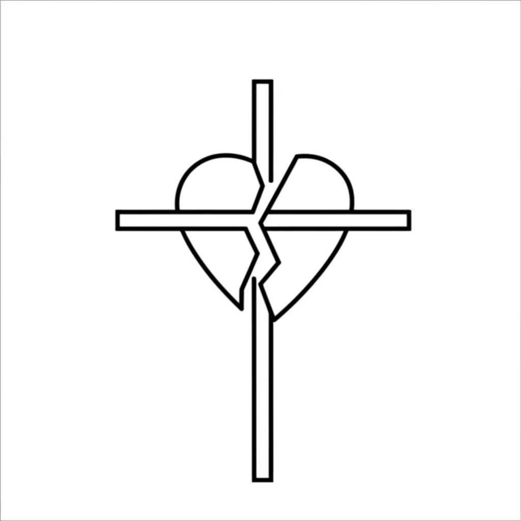 Minimalist Broken Heart Cross Tattoo Design Minimalist Broken Heart Cross Tattoo Design