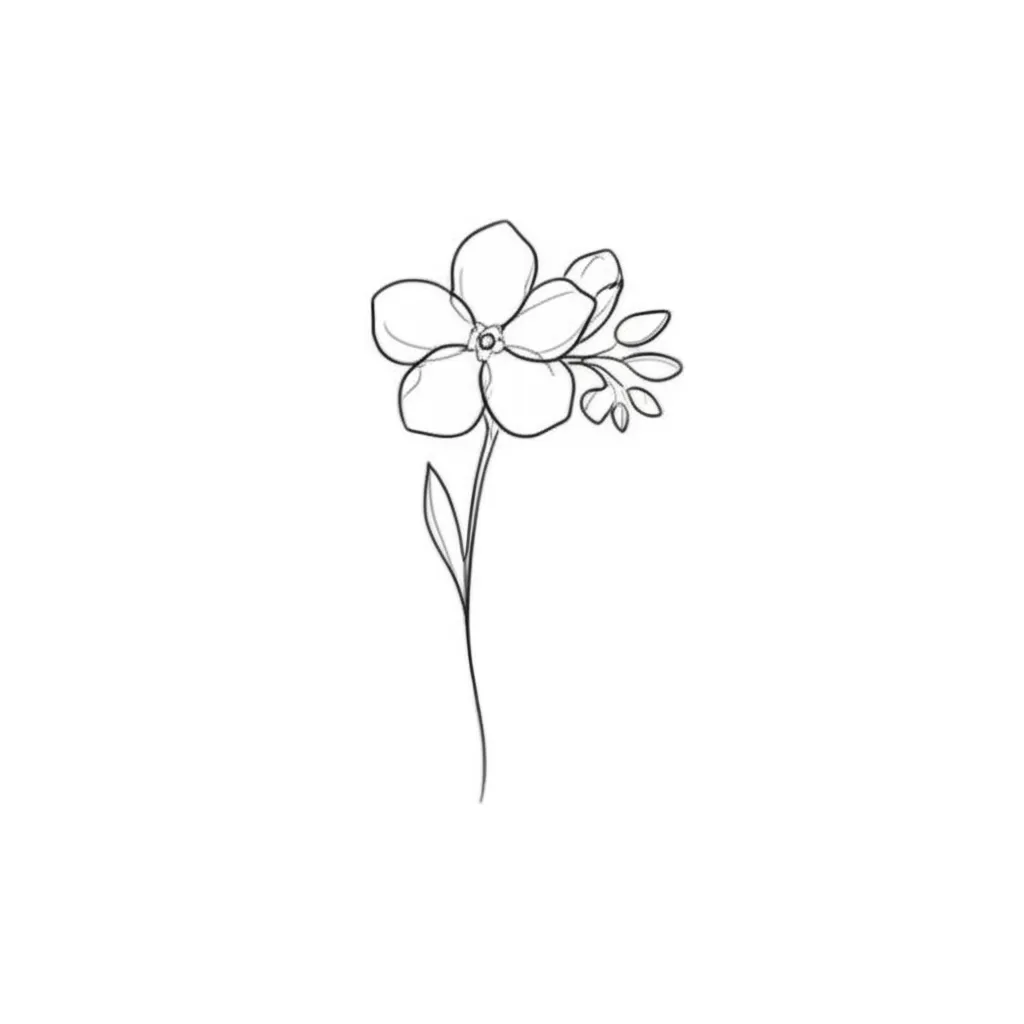 Minimalist Flower Tattoo with Lyrics: Only God and My Mama Know