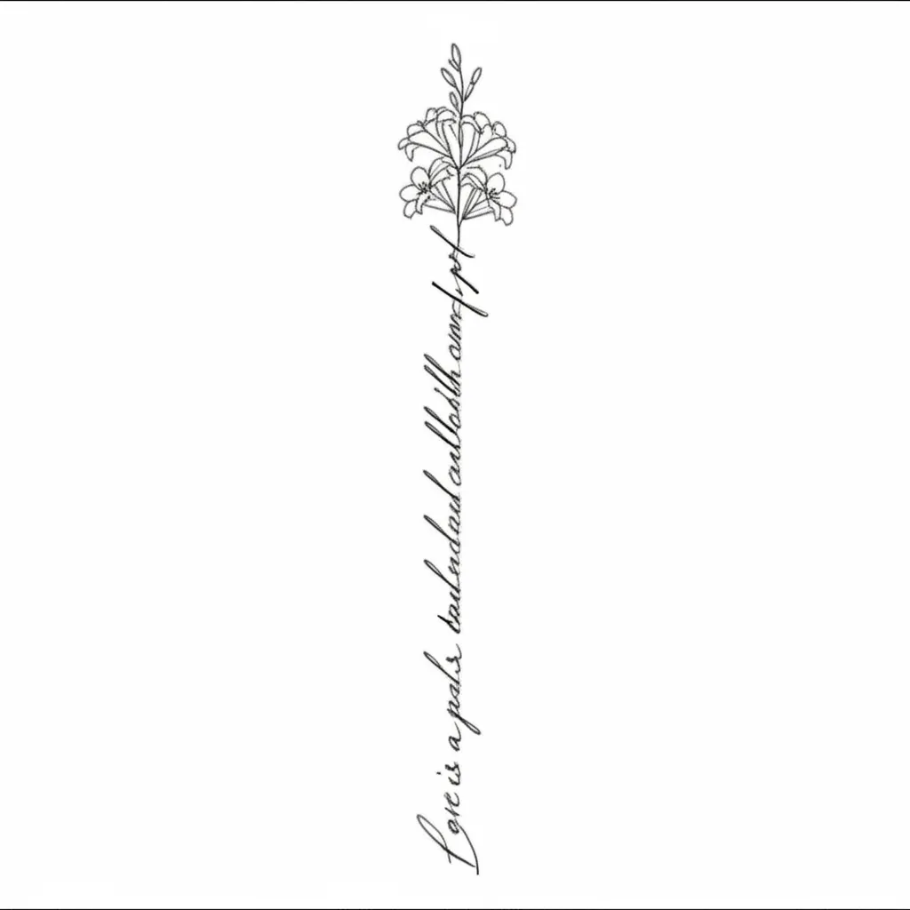 Minimalist Spine Tattoo: Love is a Bond Death Cannot Part