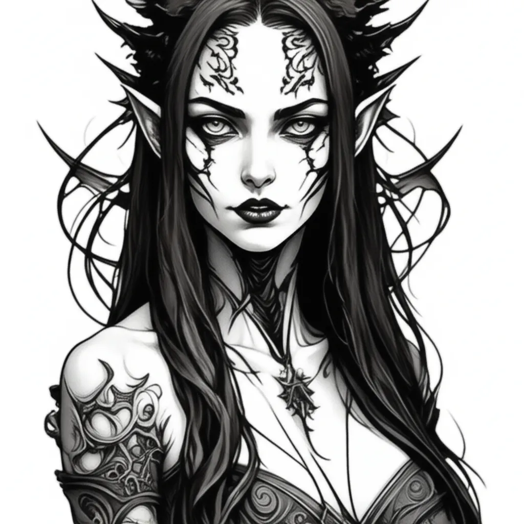 Evil Demon Girl Gothic Tattoo Design Evil Demon Girl Gothic Tattoo Design