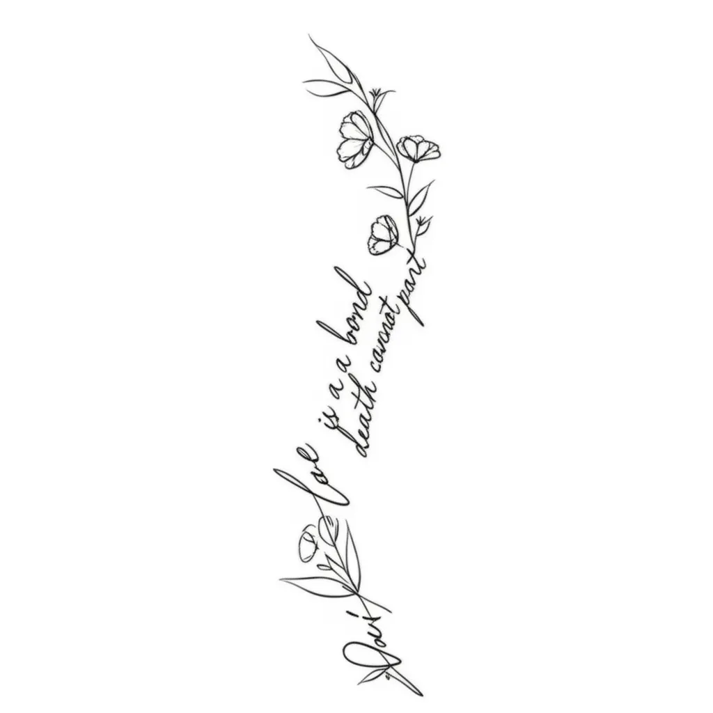 Love is a Bond Death Cannot Part Spine Tattoo Design