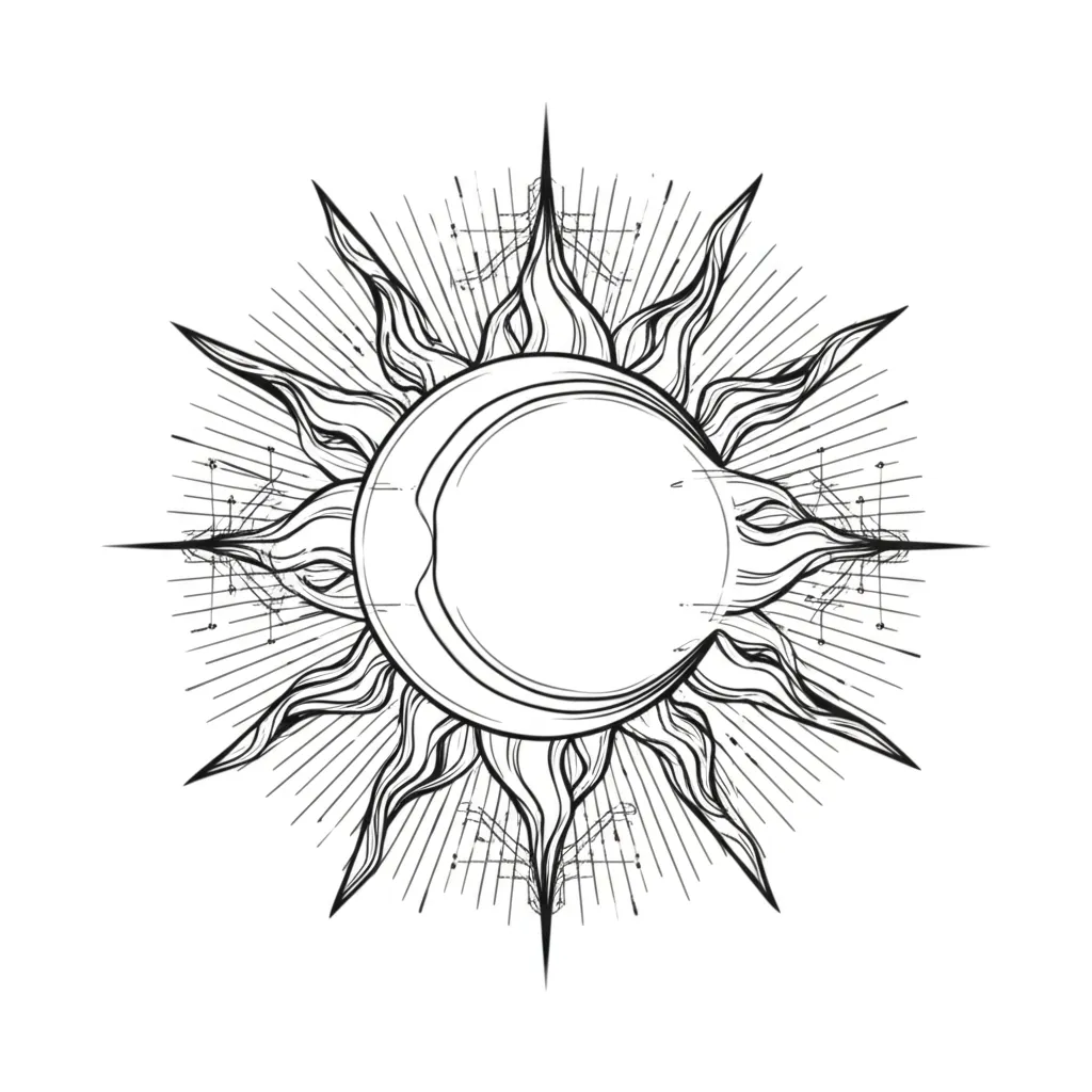 Cyber Sigilism Sun and Moon Tattoo Design