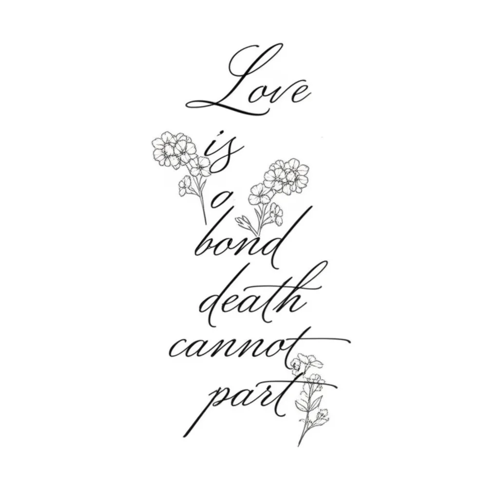 Love is a Bond Death Cannot Part Tattoo - Minimalist Floral Design